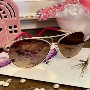 Juicy Couture Women's Pink & Gold Toned Aviator Sunglasses